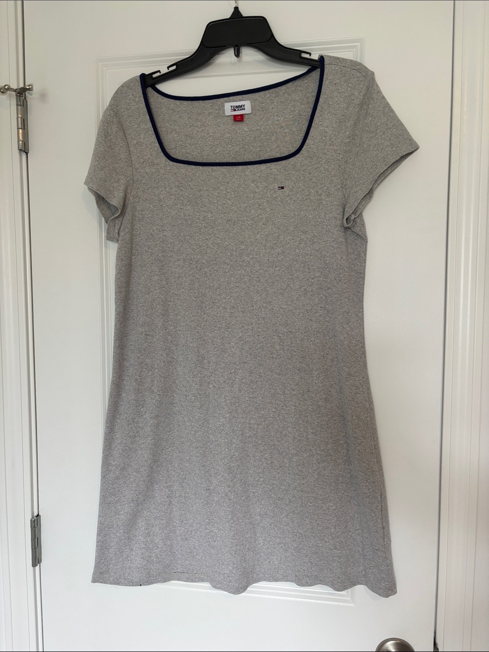Tommy Hilfiger Light Gray Tee Dress with Navy Trim